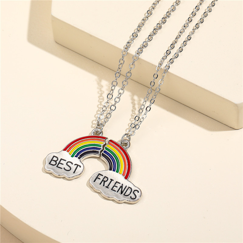 Cute Rainbow Alloy Enamel Kid's Necklace 2 Pieces display picture 2