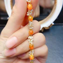 跨境专供天然火欧泊手链轻奢高级感手链珠串5*5mm新款手饰