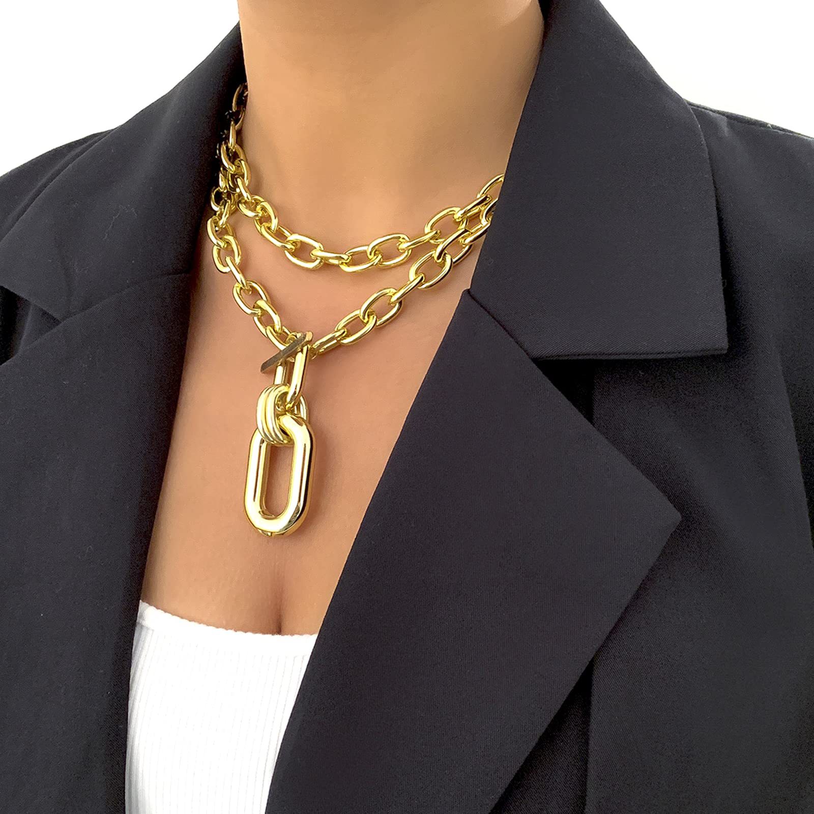 Rack Plated Gold Plating Process Vacation Simple Style Solid Color 14K Gold Plated Alloy Cable Chain Pendant Necklaces Wholesale