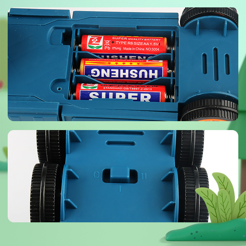 Universal eléctrico dinosaurio vehículo de transporte colorido música luz dinosaurio contenedor remolque niño coche de juguete al por mayor