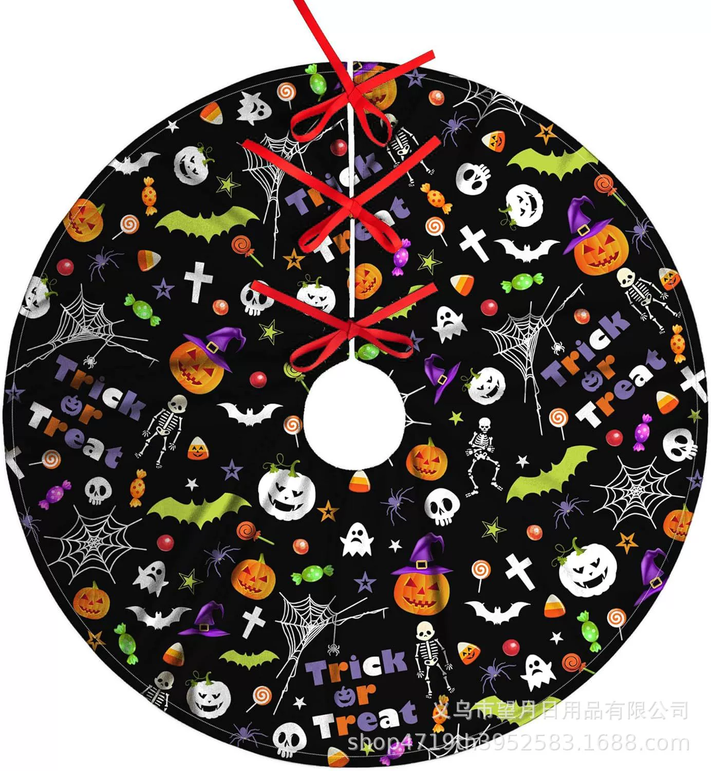 Кроссбордная сеkс Halloween елочная юбка новая фланелевая линя рождественские украшения тыква призрак летучая мышь черная кошка ведьма