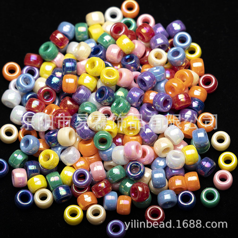 Material de bricolaje transfronterizo cuentas de barril cuentas sueltas cuentas de pony cuentas hechas a mano de agujeros grandes 6*9MM accesorios de joyería de color al por mayor