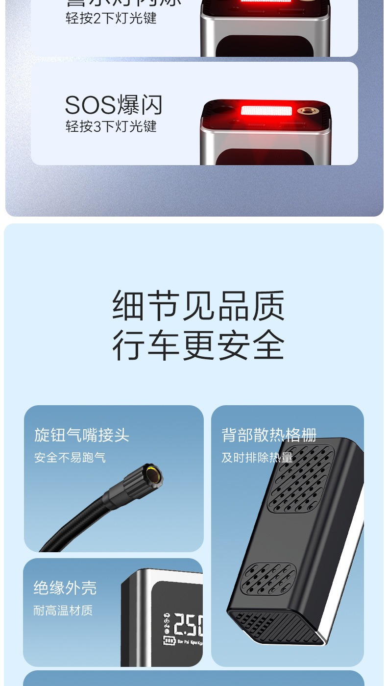Cross-Border Wireless Portable Car Air Pump, High-Pressure Inflator for Rapid Inflation of Electric Car Tires