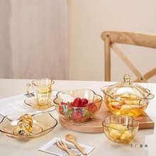 ins玻璃甜品碗水果碗透明酸奶碗高颜值网红餐具套装小吃沙拉碗盘