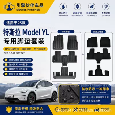 25 Tesla Model Yl üçün ləkəyə davamlı, suya davamlı TPE döşəmə matları.