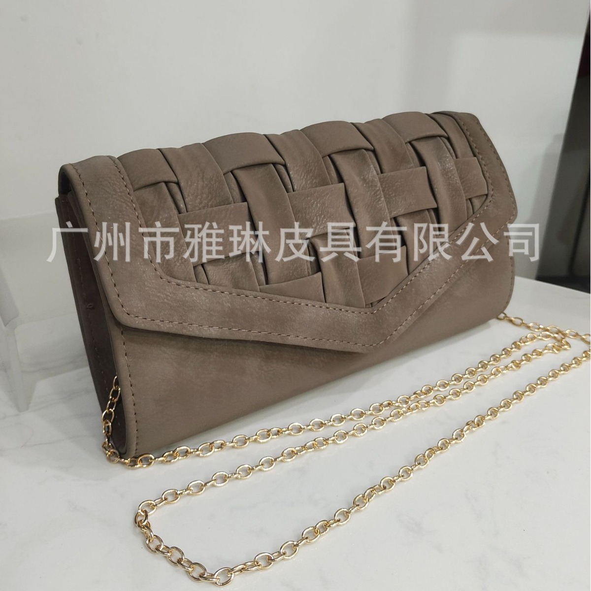 European And American Women's Leather Evening Bag, Elegant Woven Flap Clutch For Formal Gowns And Banquets - Thumbnail 2