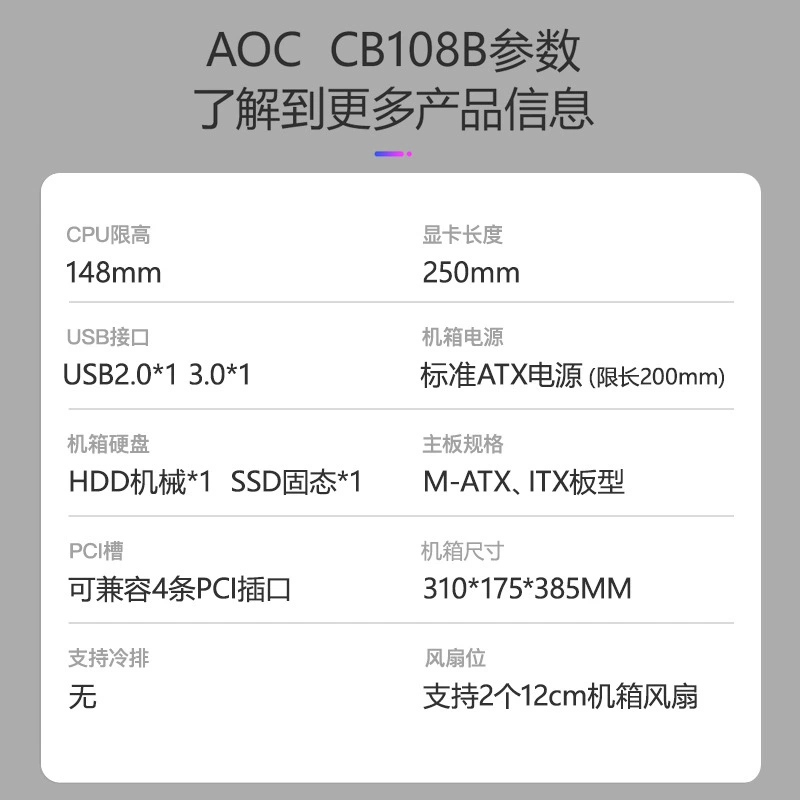 Корпус для настольного компьютера AOC CB108B MATX/ITX, пустой корпус для DIY, домашний офис