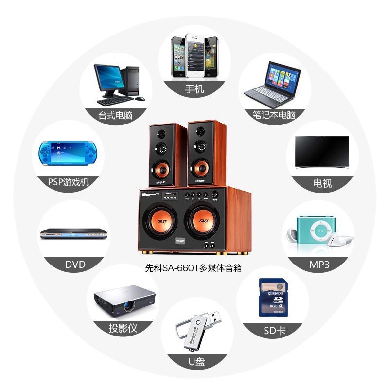 Shenke - 6601 altavoces de computadora cine en casa K-canción de escritorio KTV subwoofer súper pesado sonido KTV Dolby surround