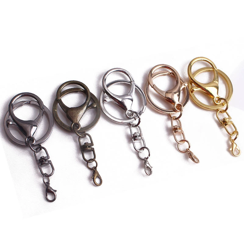 Metal Keychain Set, 3-Piece Golden Key Rings with Lobster Clip, Assorted Colors