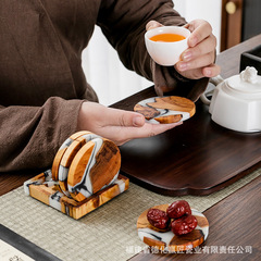 Yabai Resin Coasters Gongfu Tea Set Accessories Factory Wholesale Tea Cup Mat Round Square Insulating Pad Dining Mat Set