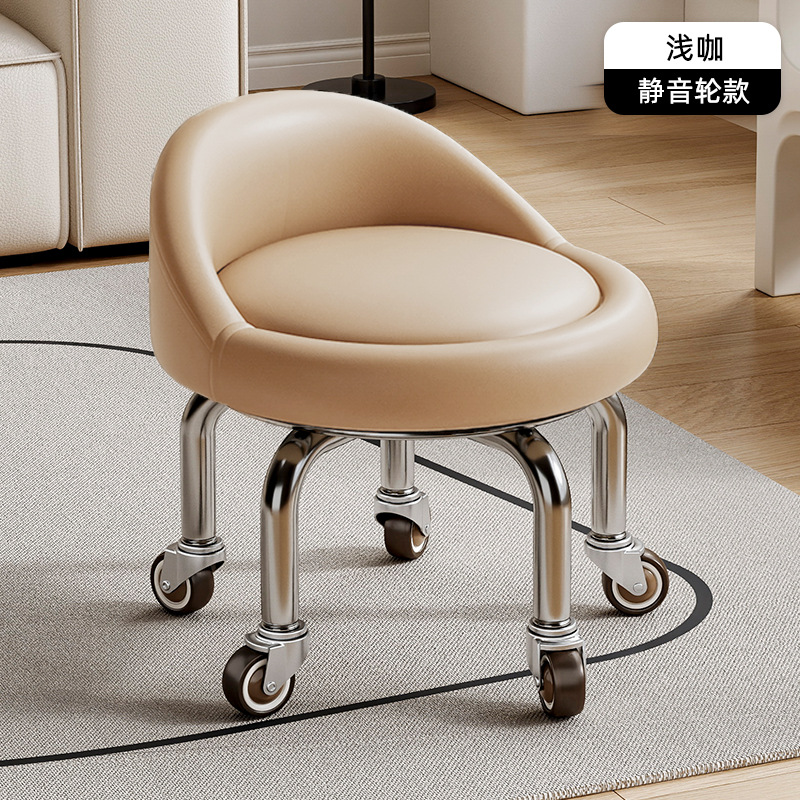 Rueda universal taburete pequeño polea doméstica taburete redondo pedicura banquete baños bajos banquetes para bebés banquetes de cambio de zapatos silenciosos multifuncionales
