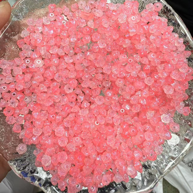 Luz nocturna brillante dorada rosa mini camellia acrílico diy cuentas hechas a mano al por mayor explosión de sonido