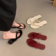 平底红色法式小凉拖鞋女鞋子外穿2025新款夏季休闲软底夹脚人字拖