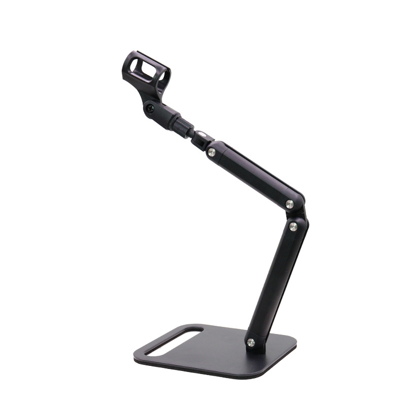 Soporte de micrófono en vivo Soporte de tableta para teléfono móvil de escritorio de acero al carbono Soporte de micrófono inalámbrico con base universal en voladizo de escritorio