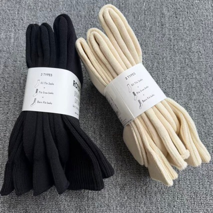 Japanese Rototo Socks Organic Cotton Long Tube Towel Bottom Simple Comfortable Retro Style Solid Color Socks Wholesale