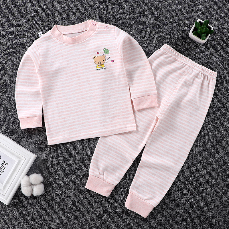 오렌지 핑크 얇은 스트립 속옷 세트 가슴 라벨 랜덤