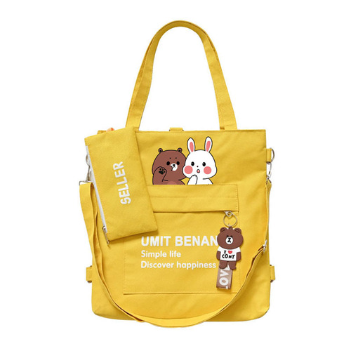 Canvas bag women's adjustable crossbody bag large capacity wholesale Korean style student zippered school bag original backpack