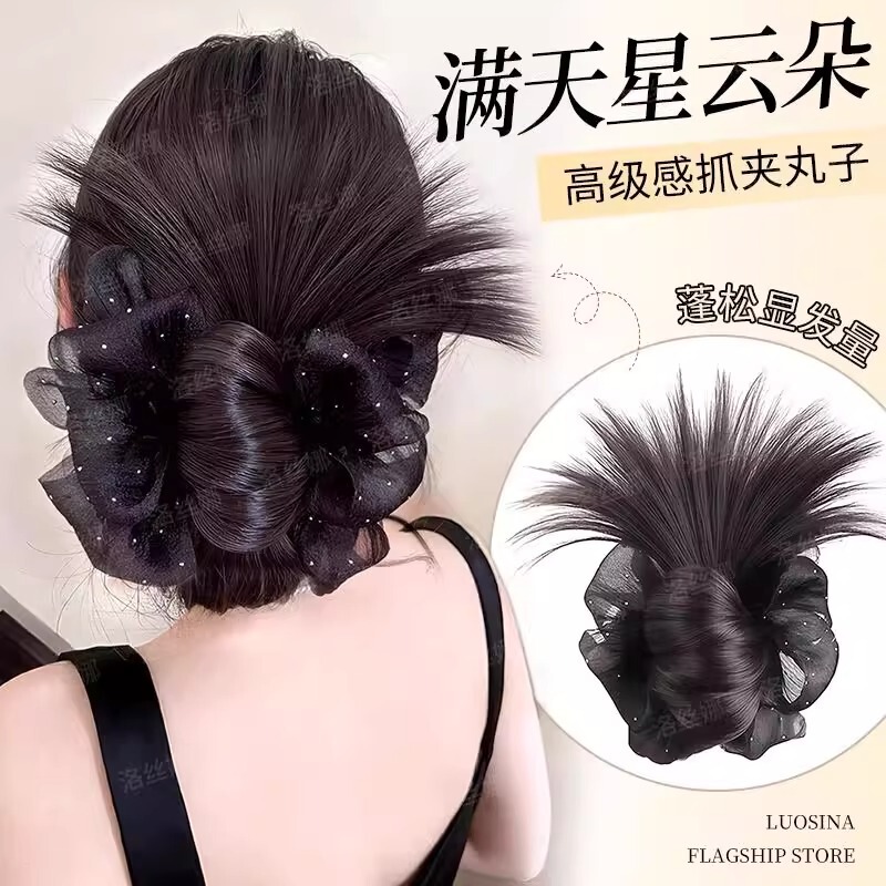 Hair Bun Wig Hair Tie Hair Accessory Claw Clip High-End Hairband Bun Maker Flower Bun Hair Styling Tool Faux Polka Dot