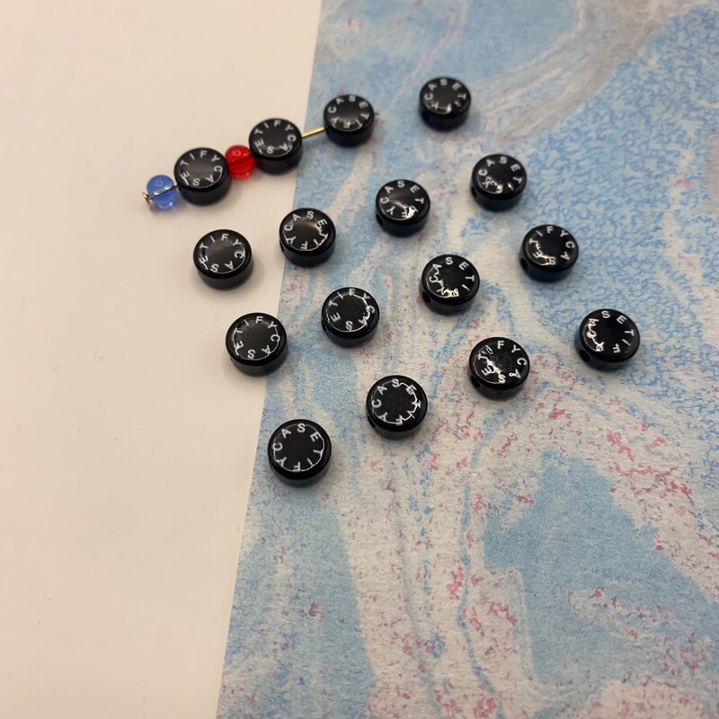 Beaded loose beads double-sided straight hole printing pattern Taiji lightning beads DIY necklace bracelet jewelry decoration materials