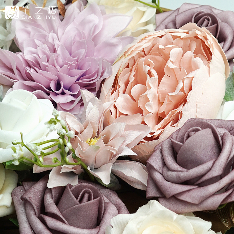 歐式婚禮盒裝花婚禮生日派對永生花禮盒情人節(jié)禮物DIY新娘手捧花