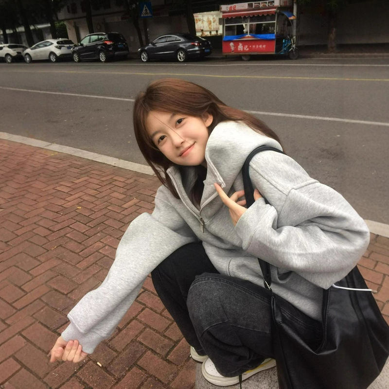 高级感小众拼接设计高领宽松拉链外套春秋新款潮牌情侣连帽衫卫衣|undefined