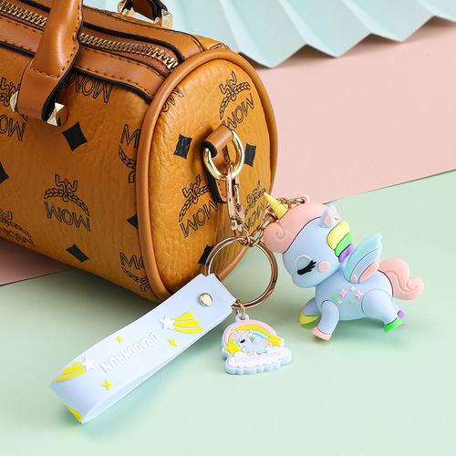 Unicorn Pendant Keychain for Women, Cute and Exquisite Schoolbag Figurine, Decorative Car Keychain, Internet Celebrity Cartoon Ornament