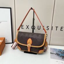 牛角女包新款老花真皮托特中古法棍单肩斜挎腋下包M45985芯片内码