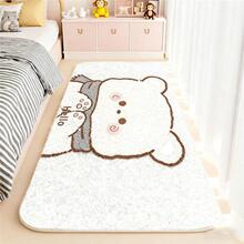 萌趣动物卡通仿羊绒地垫卧室亲肤舒适床边毯耐脏耐磨脚垫一件代发
