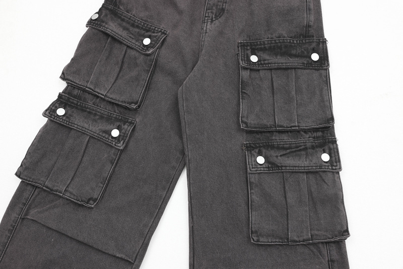 Men's Clothing new retro design multi-pocket jeans men's fashion brand new casual all-matching overalls_voghion.com