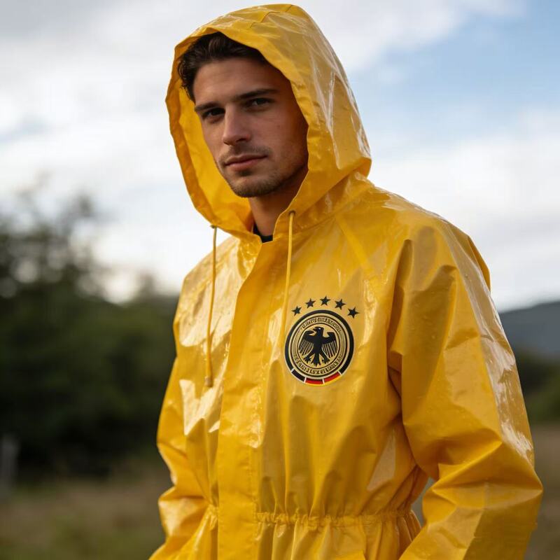 Fifa World Cup Raincoat Custom Printed with Logo Pattern for Adults, One-Piece, Heavy-Duty, Rainproof