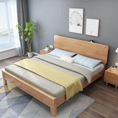 Nordic rubber wood solid wood bed 1.5m 1.8m single double bed rental room simple modern B&B factory direct sale