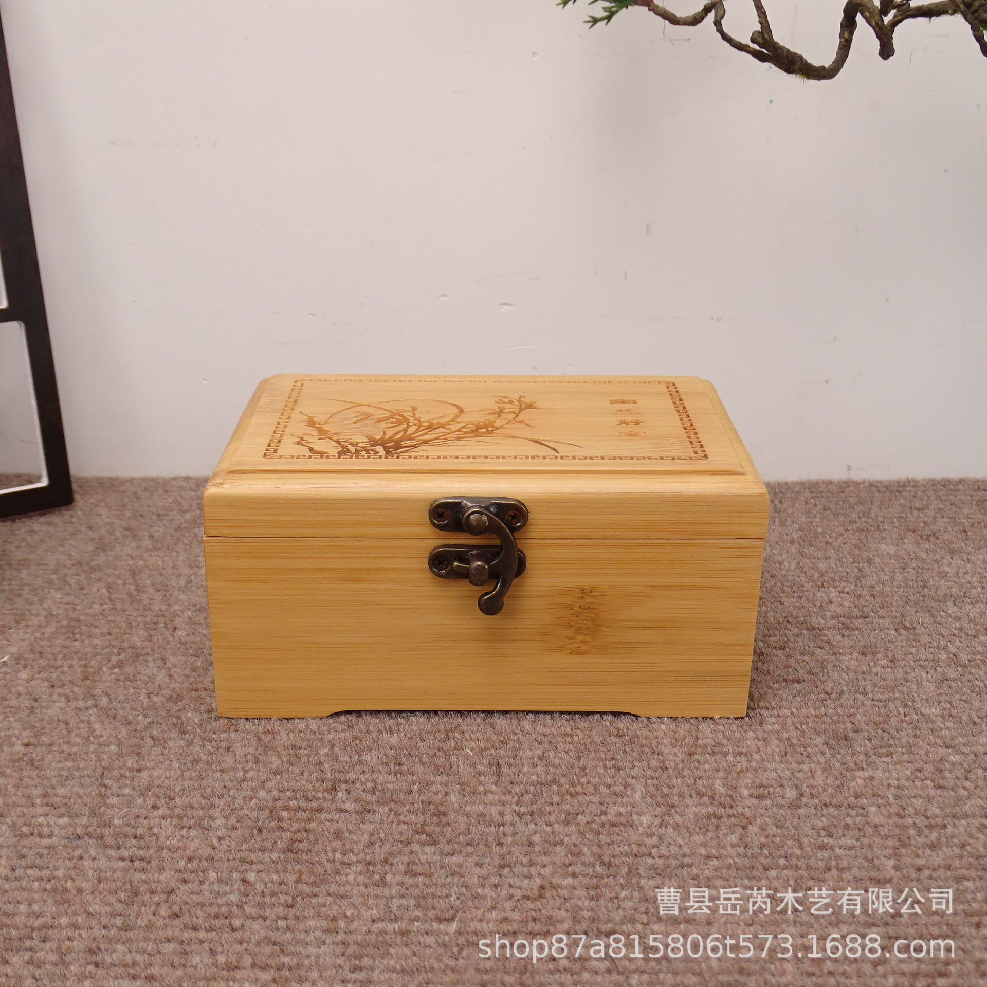 竹质茶叶包装盒翻盖式茶包茶饼收纳盒茶叶包装竹盒锁扣式茶叶礼盒