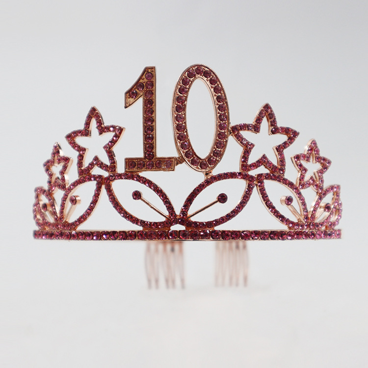 Accesorios para el cabello con corona de metal de alta gama europeos y americanos para cumpleaños y aniversarios, con estrellas de diamantes de colores, corona para fiestas y accesorios de disfraces de películas.