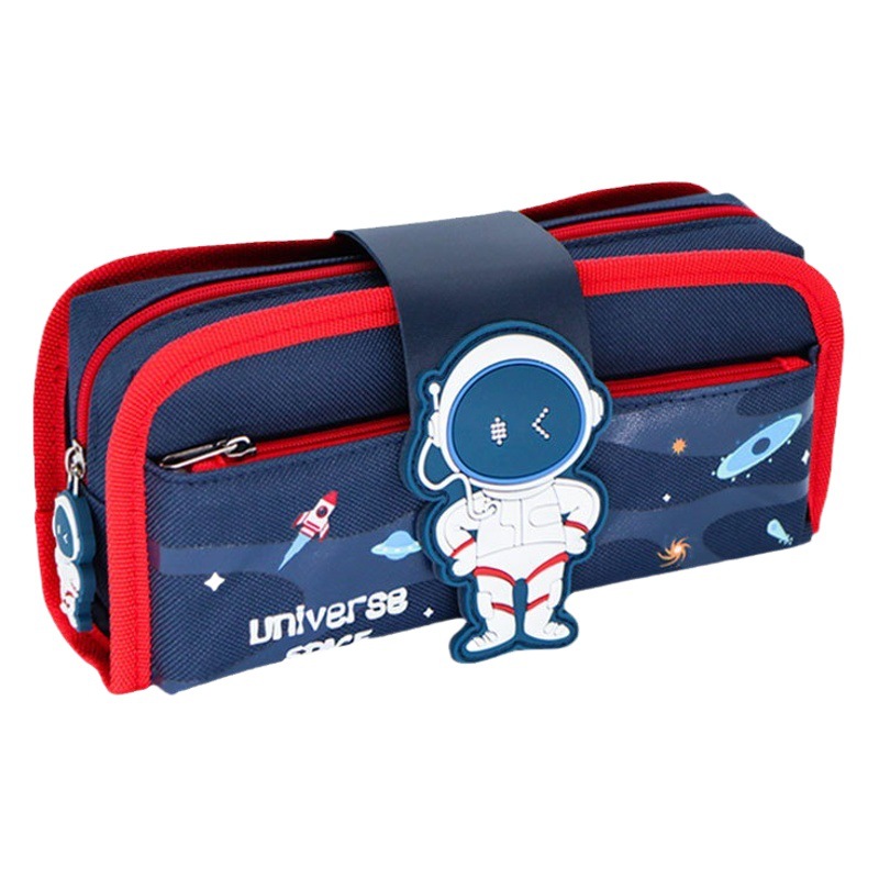 Bolso de lápices dividido de gran capacidad transfronterizo Bolso de papelería de tela Oxford para niños de dibujos animados Bolso de lápices multifuncional dos en uno