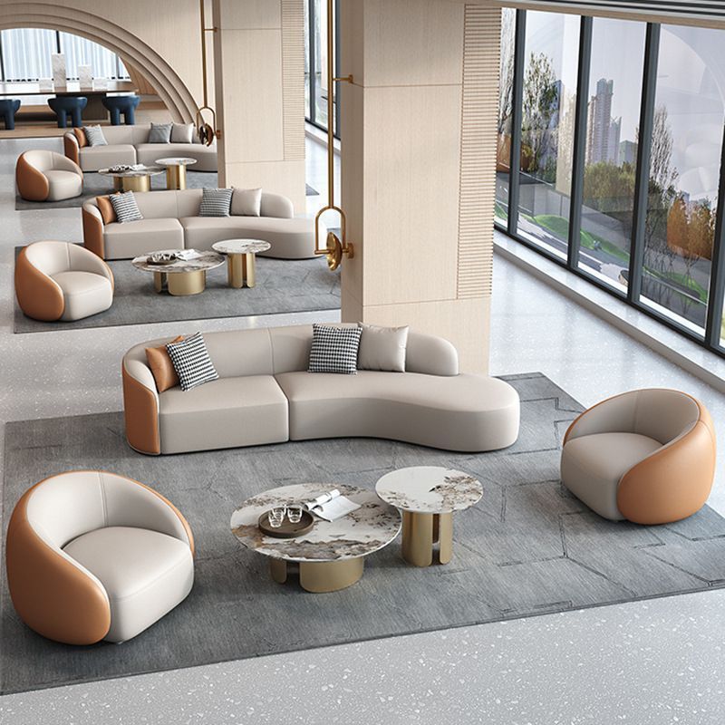 Light Luxury Sales Office Hotel Lobby Vip Club Negotiation Rest Area Reception Curved Sofa Coffee Table Combination