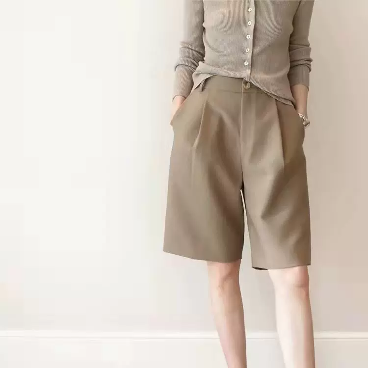 Грушевидный фигурный костюм BI-In ~, шорты, женские летние тонкие темпераментные Пригородные прямые брюки с завышенной талией и пятью точками