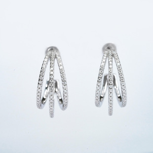 Moissanite Fashion Three Lives Love Small Hoop Earrings 2 New S925 Sterling Silver Needle Women's Earrings Personality Wholesale High-End Feel