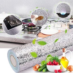 Wallpaper Waterproof and Oil-Proof Thickened Aluminum Foil Sticker Kitchen Sticker Stove Smoke Sticker Cabinet Self-Adhesive Dropshipping Aliexpress