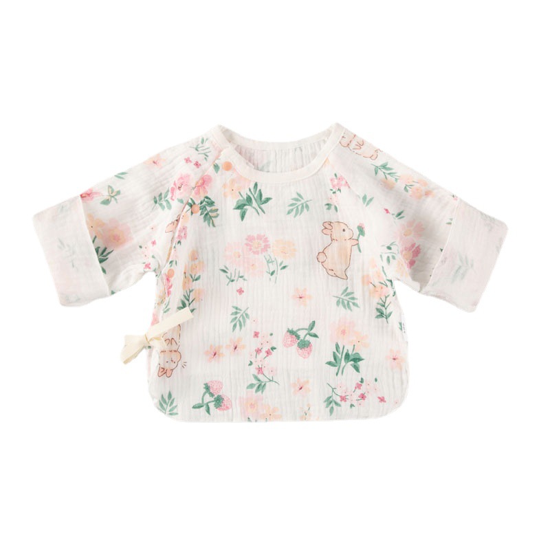 Summer Class A pure cotton seersucker newborn half-back clothes newborn baby tops monk clothes baby clothes