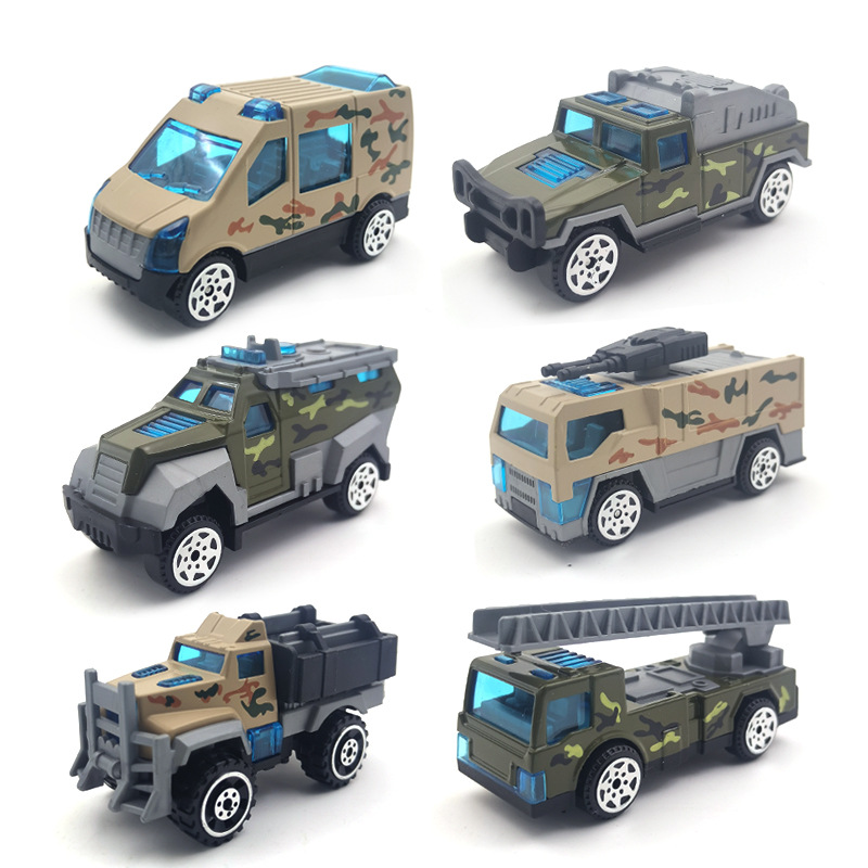 Children's toy car military tank armored transport off-road simulation model children's boy pocket car small car batch