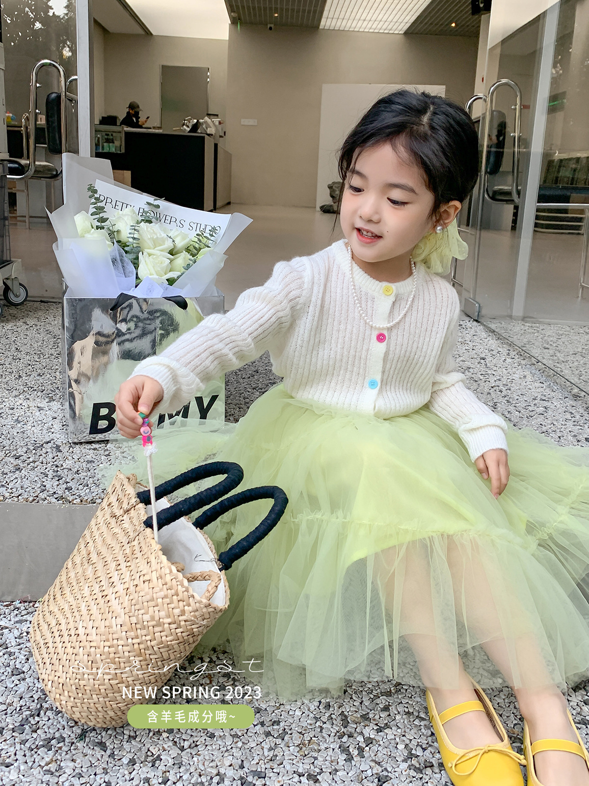 2023 new pattern girl knitting Single breasted Cardigan children Spring Western style sweater coat baby Fashionable jacket