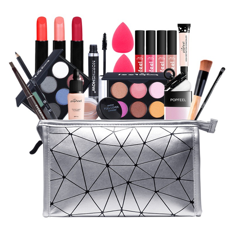 Traje europeo y americano sombra de ojos maquillaje conjunto completo principiante estudiante novato conjunto completo caja de regalo de maquillaje ligero combinación de cosméticos sombra de ojos