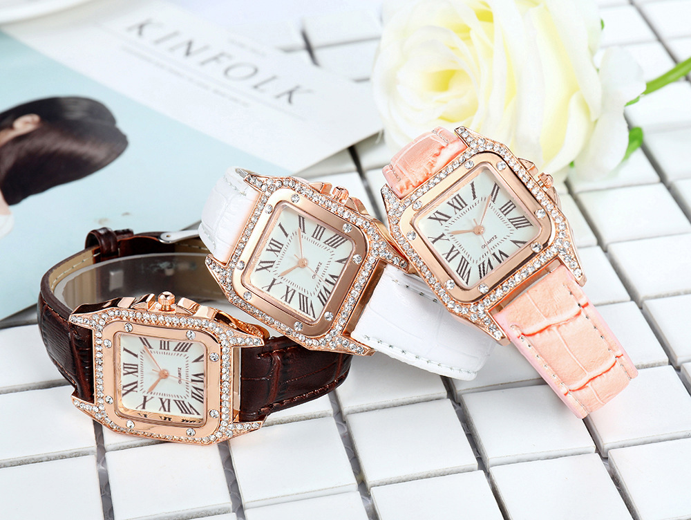 Internet Red fashion diamond ladies belt watch women's quartz watch manufacturers wholesale Women's Watch card to small square watch_voghion.com