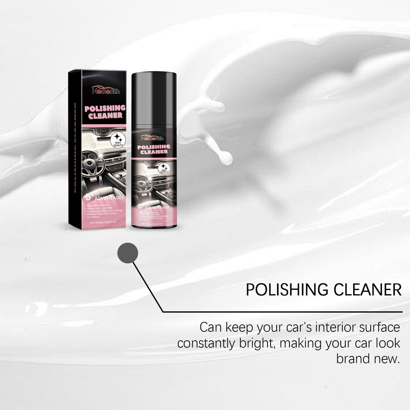 Homonth Car Interior Polishing Agent Car Interior Polishing and Renewal, Decontamination, Maintenance, Shine, and Anti-Stain