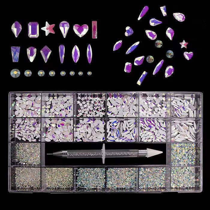 Comercio exterior transfronterizo 21 rejilla de uñas taladro especial en forma de diamante Amazon traje de uñas DIY joyería de uñas taladro de uñas