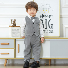 Cross-border boys and gentlemen's suit, new autumn dress, long-sleeved trousers, vest, hat, multi-piece set, solid color performance dress