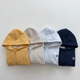 ins韩版男女童宝宝纯棉春秋季连帽拉链刺绣开衫卫衣卫裤两件套装