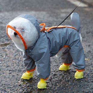 Tractionable Pet Dog Raincoat with Contrasting Color Frosted Edges, Transparent Tail, Small and Medium-Sized Dog Pet Outdoor Rain Gear