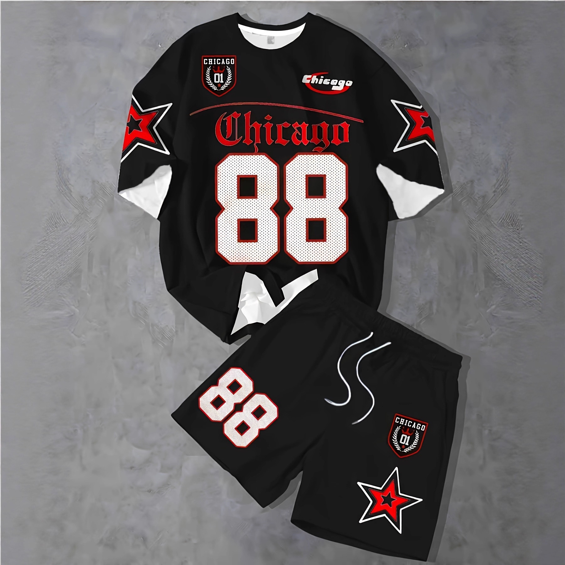 Herren-Trainingsanzug mit Streifen und Zahlenprint im Los Angeles Baseball-Stil – Sommer-Set für formelle und legere Anlässe_voghion.com