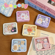 美瞳盒可爱透明韩系小熊一副装隐形眼镜伴侣盒护理盒收纳盒卡通